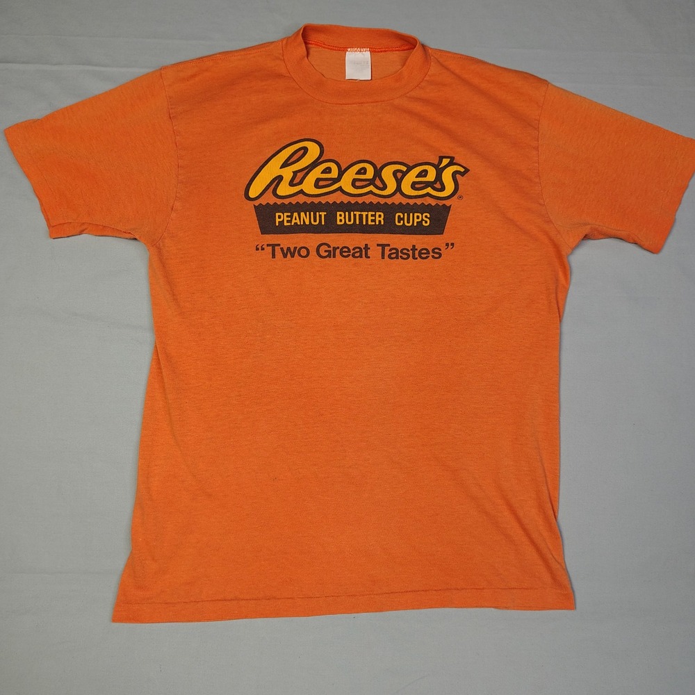 Vintage Reeses Peanut Butter Cups Shirt Orange Single Stitch Two Great Tastes L